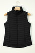 Plush Collared Quilted Zipped Puffer Vest